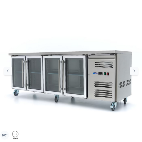  Ψυγείο πάγκου - 223cm - 4 γυάλινες πόρτες